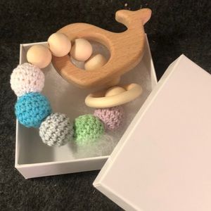 Natural Wooden Teether, Ring Chew Baby shower gift
